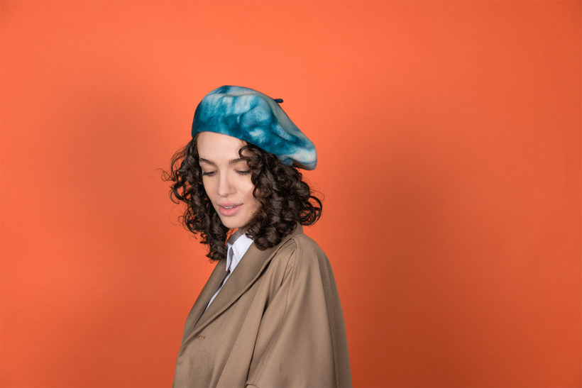 Woollen Tie Dye Beret petrol